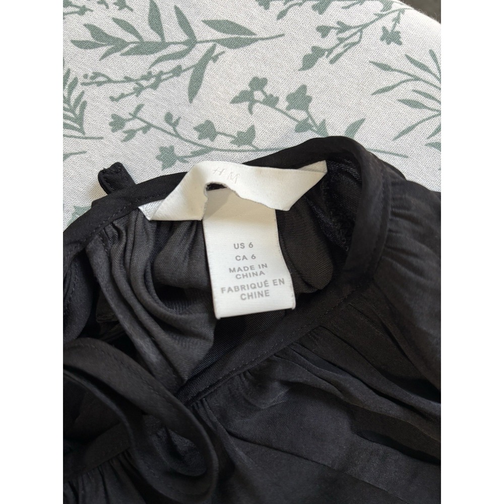 H&M Black Peplum Blouse Womens Size 6 Sheer Long Sleeve Gothic Romantic - Picture 6 of 10